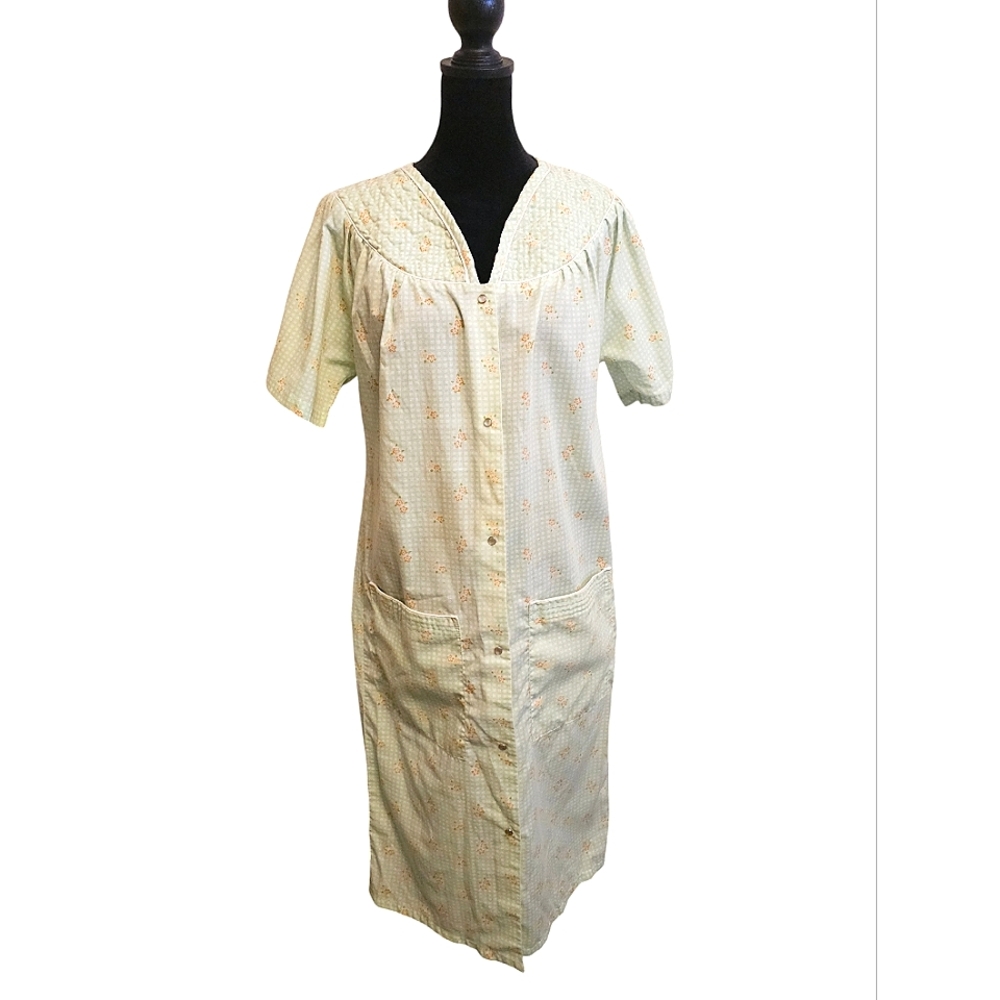 WOMEN'S GABRIELLE PATIO HOUSE LOUNGE DRESS Size M Snap Front - Deep Pockets